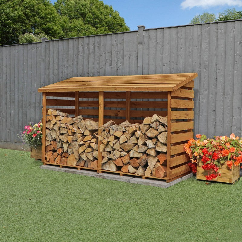 Mercia 2' 7" x 6' 3" Pent Log Store - Budget Pressure Treated Slatted