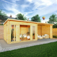 Mercia Studio 10' 11" x 22' 8" Pent Log Cabin - Premium 34mm Cladding Loglap