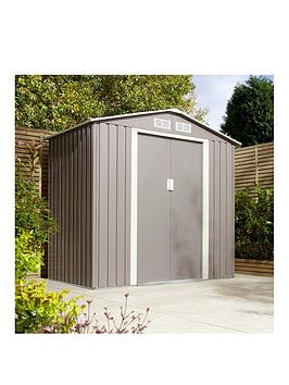 Rowlinson Trentvale 6 X 4Ft Metal Apex Shed - Light Grey