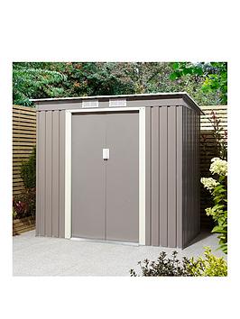 Rowlinson Trentvale 6 X 4Ft Metal Pent Garden Shed - Light Grey