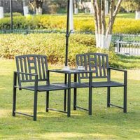 Outsunny 2-Seat Garden Loveseats With Coffee Table