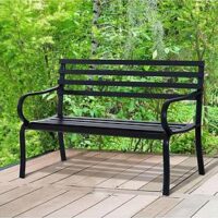 Outsunny 2-Seat Metal Bench - Black