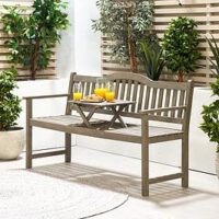 Pacific Lifestyle Richmond Antique Grey Outdoor Bench With Pop Up Table
