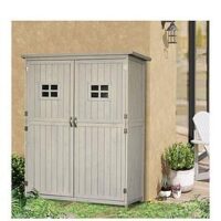 Outsunny Wooden Garden Shed With Windows, Double Door 27.5L X 50W X 164H Cm