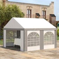 Outsunny 4 X 4M Party Tent, With Sides, Four Windows And Double Doors