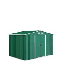Outsunny 9 X 6Ft Garden Shed Storage With Sliding Doors, Metal Tool House, Green