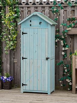Outsunny Garden Storage Shed 3 Shelves Tool House W/ Asphalt Roof 77 X 54 X 179 Cm Blue