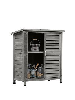 Outsunny Garden Storage Shed Wooden Garage Organisation Outdoor Cabinet W/ Doors, Grey