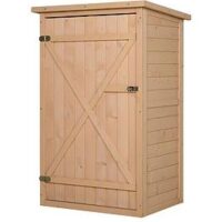 Outsunny Garden Shed Wooden Garden Tool Storage Shed W/ 2 Shelves 75 X 56 X115Cm Natural