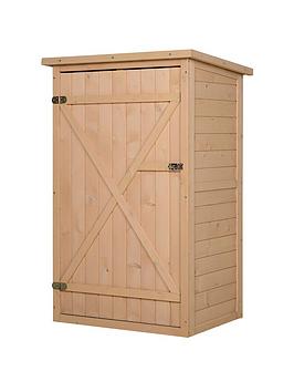Outsunny Garden Shed Wooden Garden Tool Storage Shed W/ 2 Shelves 75 X 56 X115Cm Natural