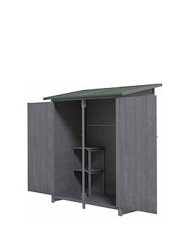 Outsunny Garden Wood Storage Shed W/ Storage Table, Asphalt Roof, 139X75X160Cm, Grey