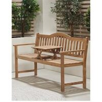 Pacific Lifestyle Richmond Light Teak Outdoor Bench With Pop Up Table