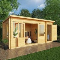 Mercia 5.1M X 3M Pent Log Cabin With Side Shed (19Mm) - Pefc Certified