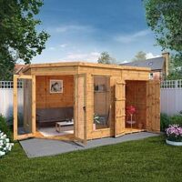 Mercia 8 X 12Ft Premium Corner Summerhouse With Side Shed - Pefc Certified