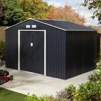 Rowlinson Trentvale 10X8 Metal Apex Shed Dark Grey With Foundation Kit