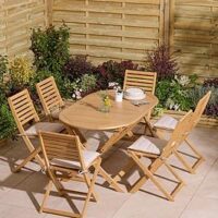 Rowlinson Ashdown Folding 6 Seat Oval Dining Set With Cushions