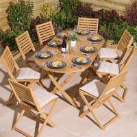 Rowlinson Ashdown Folding 8 Seat Oval Dining Set With Cushions
