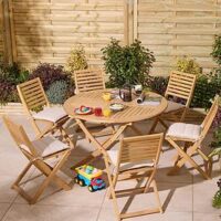 Rowlinson Ashdown Folding 6 Seat Round Dining Set With Cushions