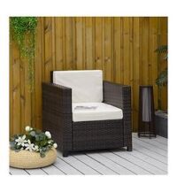 Outsunny Single Seater Rattan Chair With Cushion, Brown