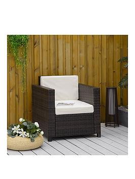 Outsunny Single Seater Rattan Chair With Cushion, Brown