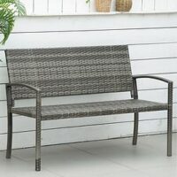 Outsunny Patio Rattan 2 Seater Garden Bench Grey