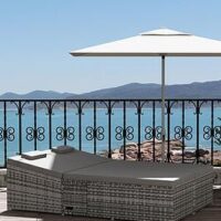 Outsunny 2 Seater Double Rattan Sun Lounger Recliner Day Bed Grey