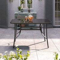 Living And Home Rectangular Garden Table With Parasol Hole L 120 Cm