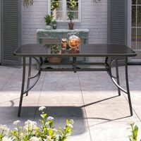 Living And Home Rectangular Garden Table With Parasol Hole L 150 Cm
