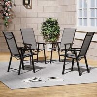 Living And Home 4 Pcs Foldable Garden Chair Black