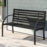 Living And Home 2 Seater Rustproof Garden Bench Black