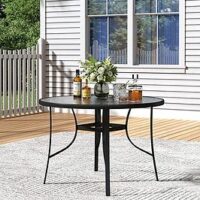 Living And Home Round Garden Table With Parasol Hole D 105Cm
