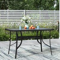 Living And Home Rectangular Garden Table With Parasol Hole L 120Cm