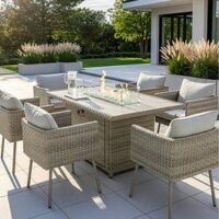 The Very Collection Antigua 6-Seater Dining Set With Firepit Table