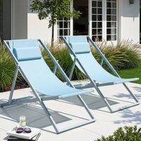 The Very Collection Amalfi Set 2 Folding Chairs- Grey/Blue