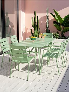 The Very Collection Palma 6 Seater Patio Set - Soft Green