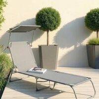 The Very Collection Montana Sunlounger With Sunshade- Charcoal
