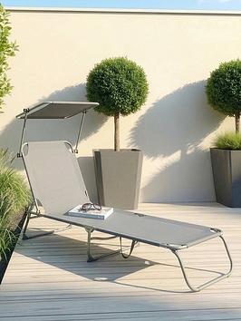 The Very Collection Montana Sunlounger With Sunshade- Charcoal