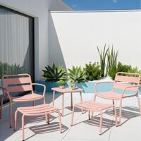 The Very Collection Riviera Bistro Set With Footstools - Peach