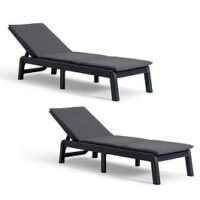 Keter Set Of 2 Atlas Sunlounger, With Cushions - Graphite