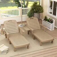 Outsunny Set 2 Sun Lounger- Natural