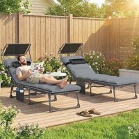 Outsunny Sun Lounger Set With Padded Cushions