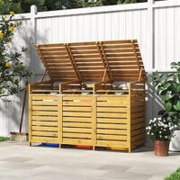 Living And Home 3 Doors Outdoor Spruce Wood Trash Can Storage Shed