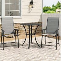 Living And Home Round Patio Dining Table With 2 Piece Foldable Chairs