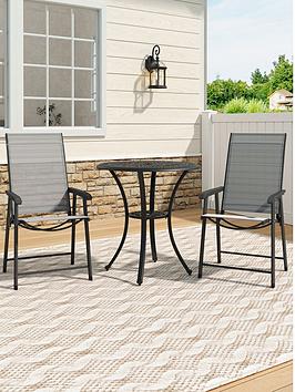 Living And Home Round Patio Dining Table With 2 Piece Foldable Chairs