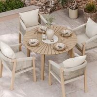 Royalcraft Roma 4-Seater Round Sunray Table With Terrazzo And 4 Chairs