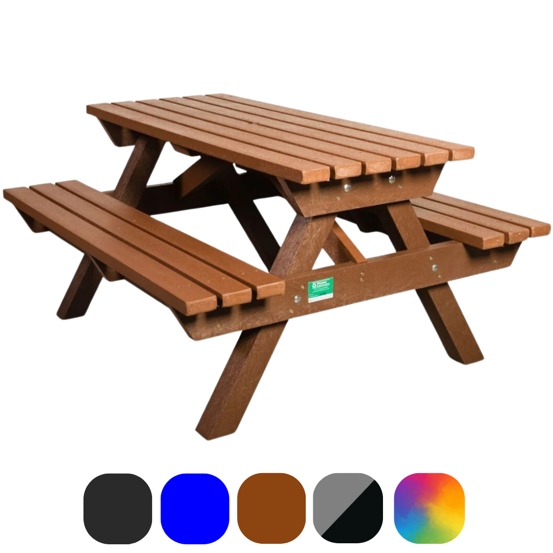 Heavy Duty Recycled Outdoor Plastic Public Picnic Bench - 6 Seater