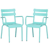 Amarillo Blue Aluminium Outdoor Arm Chairs In Pair