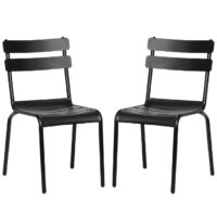 Amarillo Black Aluminium Outdoor Side Chairs In Pair
