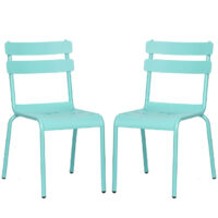 Amarillo Blue Aluminium Outdoor Side Chairs In Pair