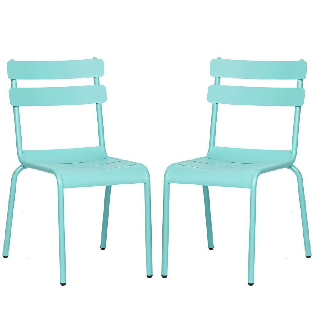 Amarillo Blue Aluminium Outdoor Side Chairs In Pair